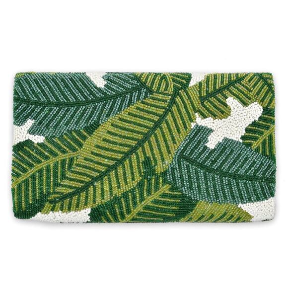 Classic Prep Monograms Half Barrel Beaded Envelope Clutch Banana Leaf - One Size - Picture 1 of 2